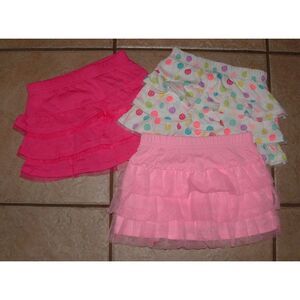 NEW Infant Girls Sz 12 Months Colorful Tiered 3 Pc Pull On Skort Lot GARANIMALS